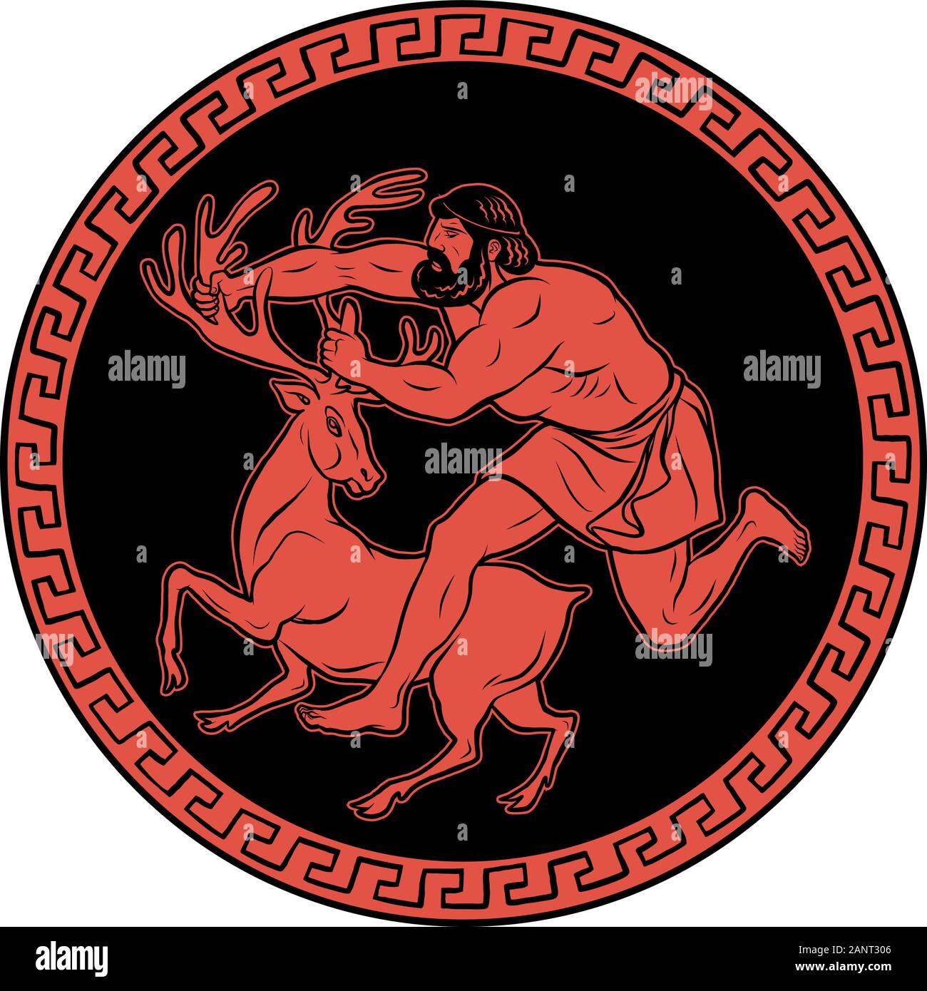 Ceryneian Hind. 12 Labours of Hercules Heracles Stock Vector
