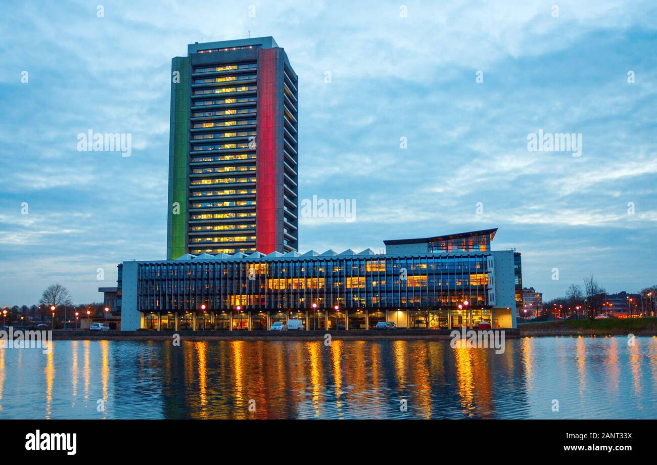 Provinciehuis (province house) North Brabant at sunset. It is the administrative centre of the province North Brabant. Den Bosch, The Netherlands. Stock Photo