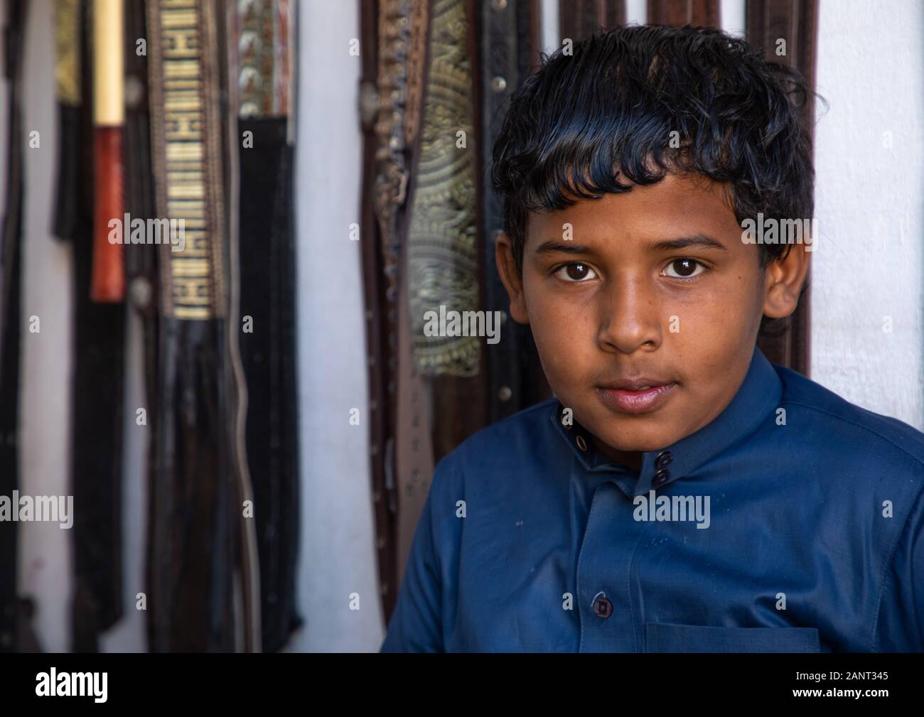 Portrait of a yemeni refugee boy, Najran Province, Najran, Saudi Arabia Stock Photo