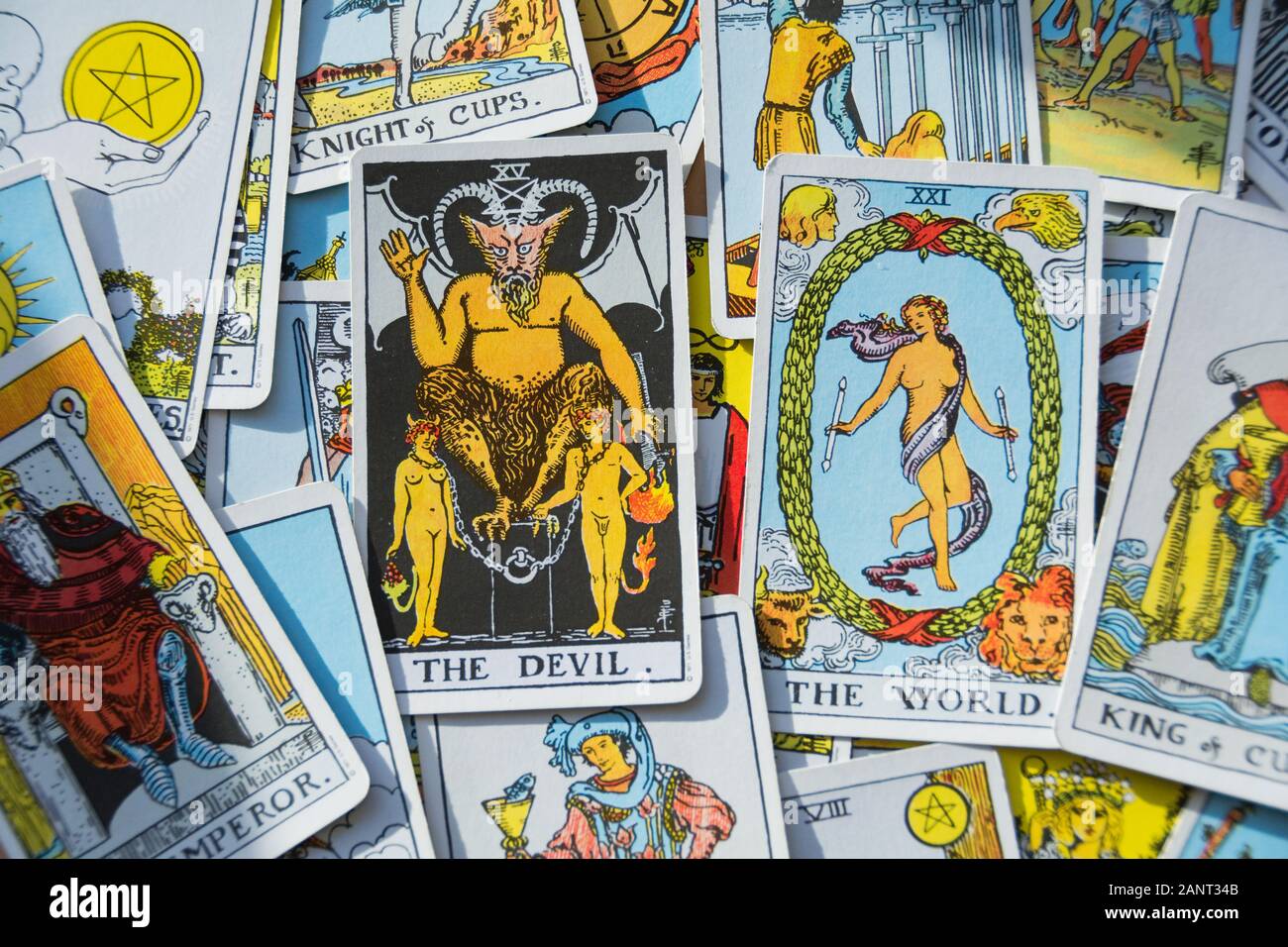 Colourful Tarot cards Stock Photo