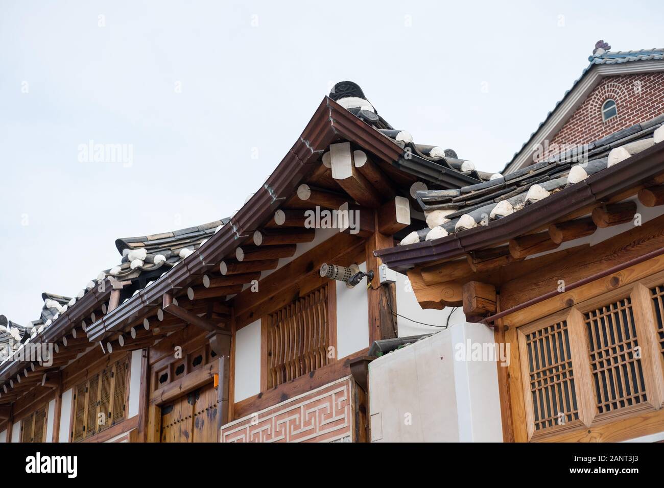 Detail of building in Bukchon Hanok Village, a Korean traditional ...