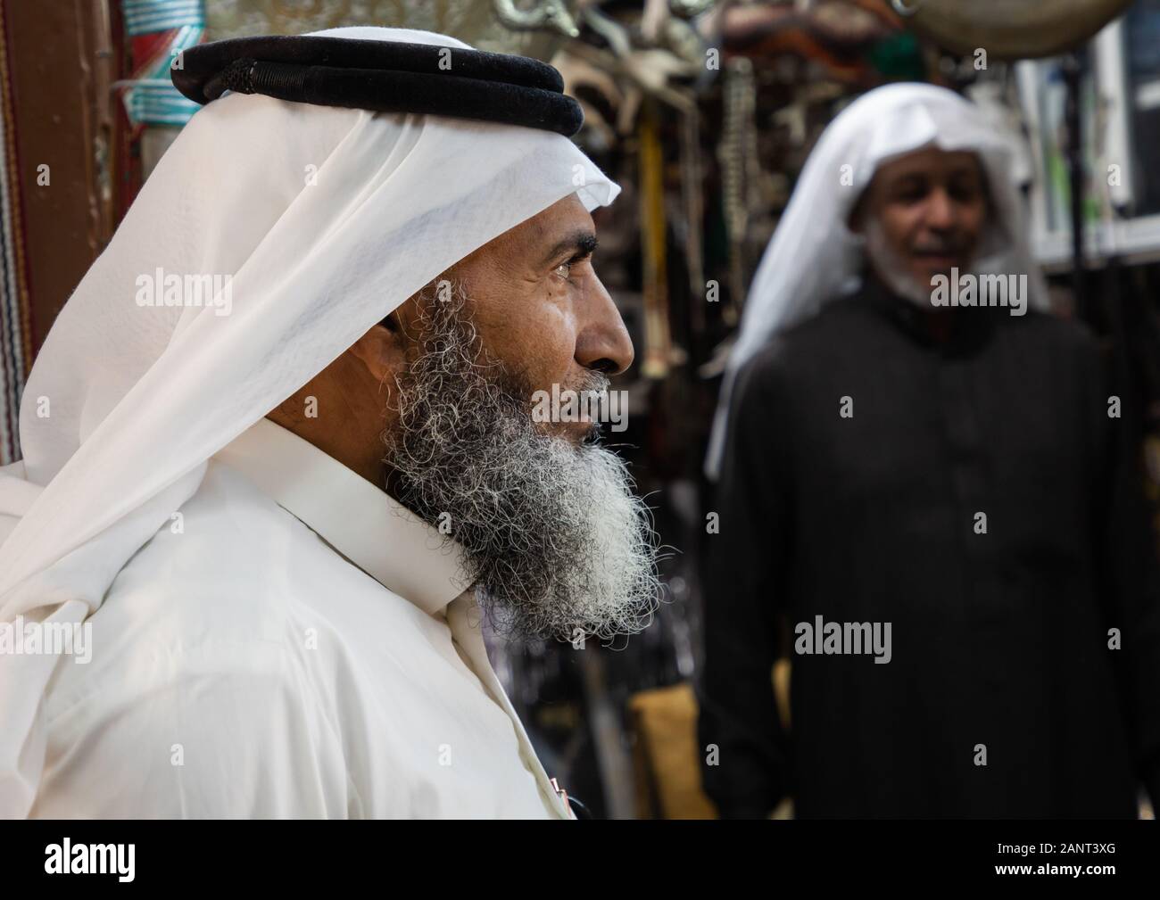 Saudi men wearing shemaghs, Najran Province, Najran, Saudi Arabia Stock Photo