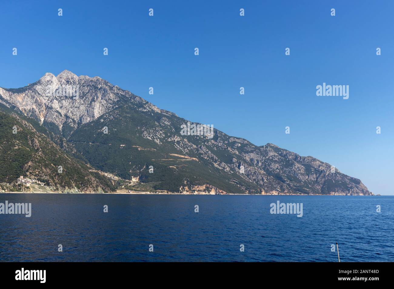 Landscape Of Mount Athos In Autonomous Monastic State Of The Holy Mountain Chalkidiki Greece Stock Photo Alamy