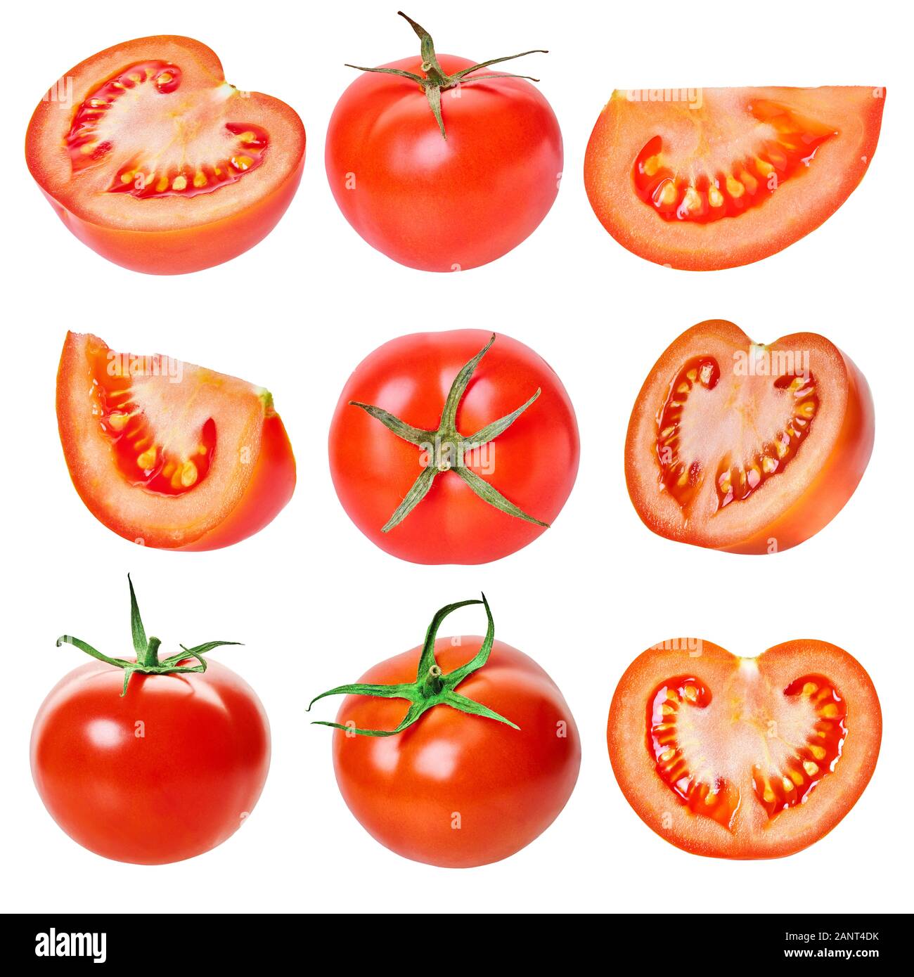 set of tomatoes on a white isolated background with clipping path Stock ...