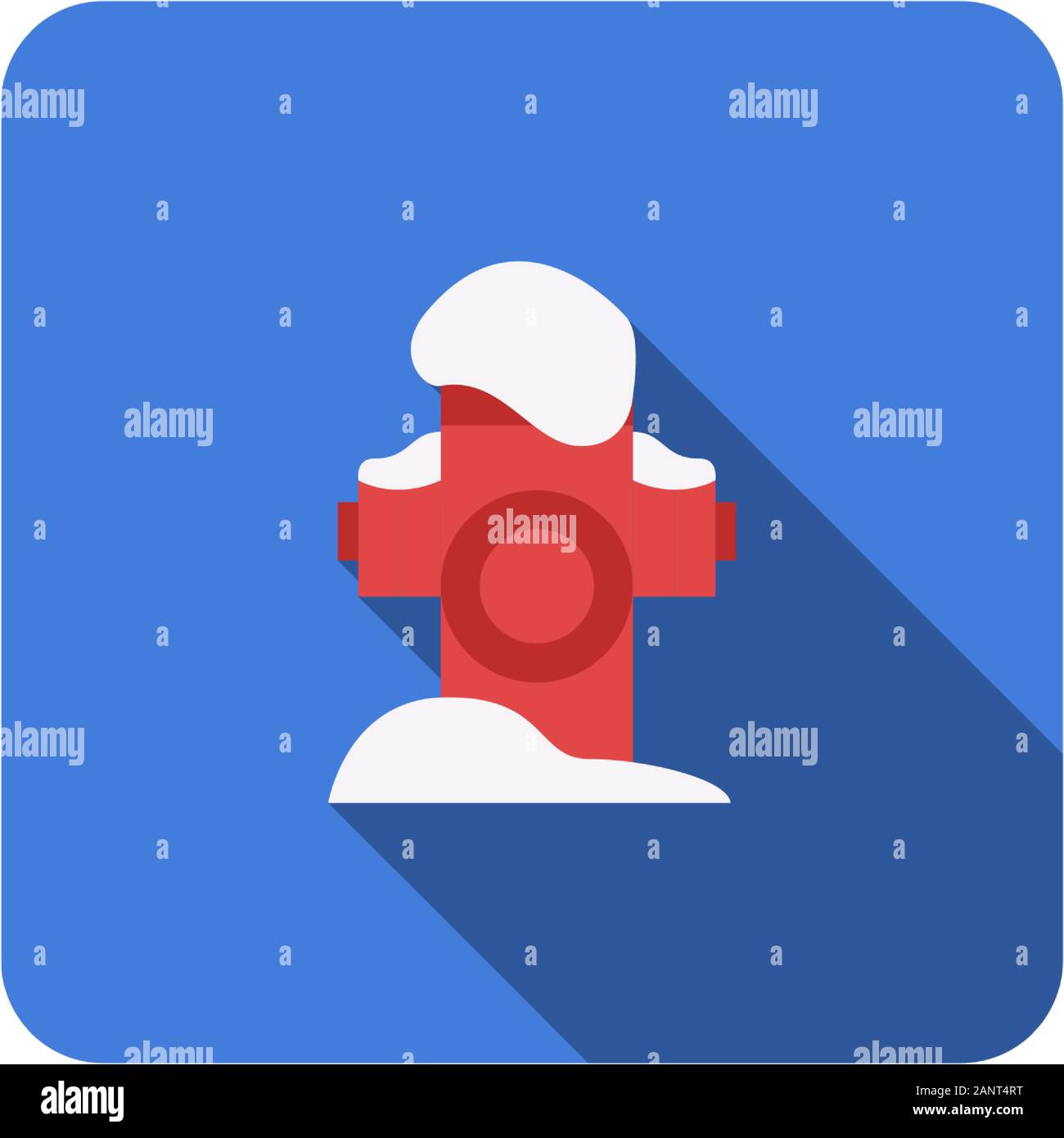 hydrant with a long shadow in winter flat icon vector illustration Stock Vector