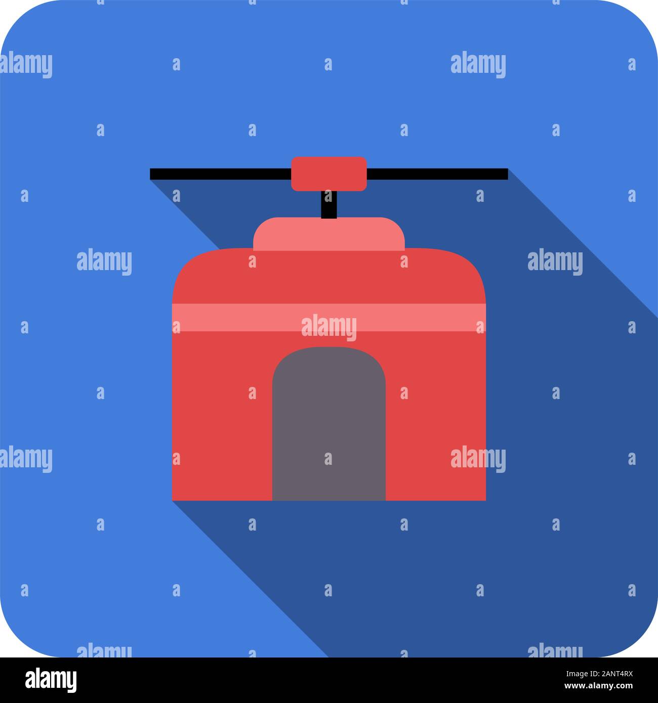 mountain cableway, tram transport flat icon with long shadow vector Stock Vector