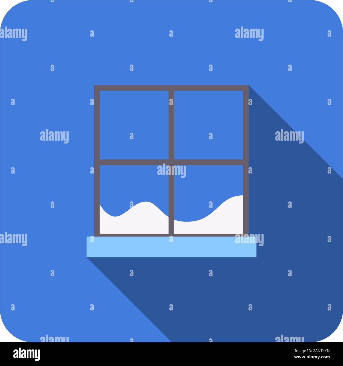 flat icon window winter with long shadow vector illustration Stock Vector
