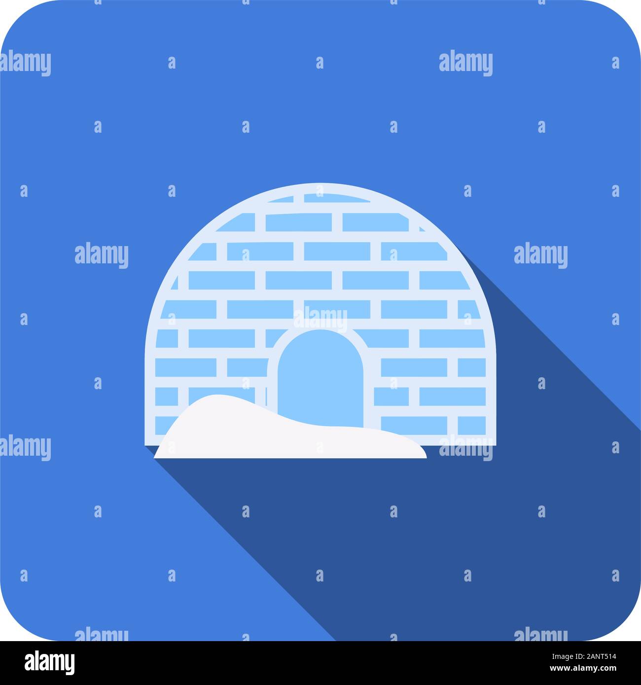 flat igloo icon with long shadow vector illustration Stock Vector