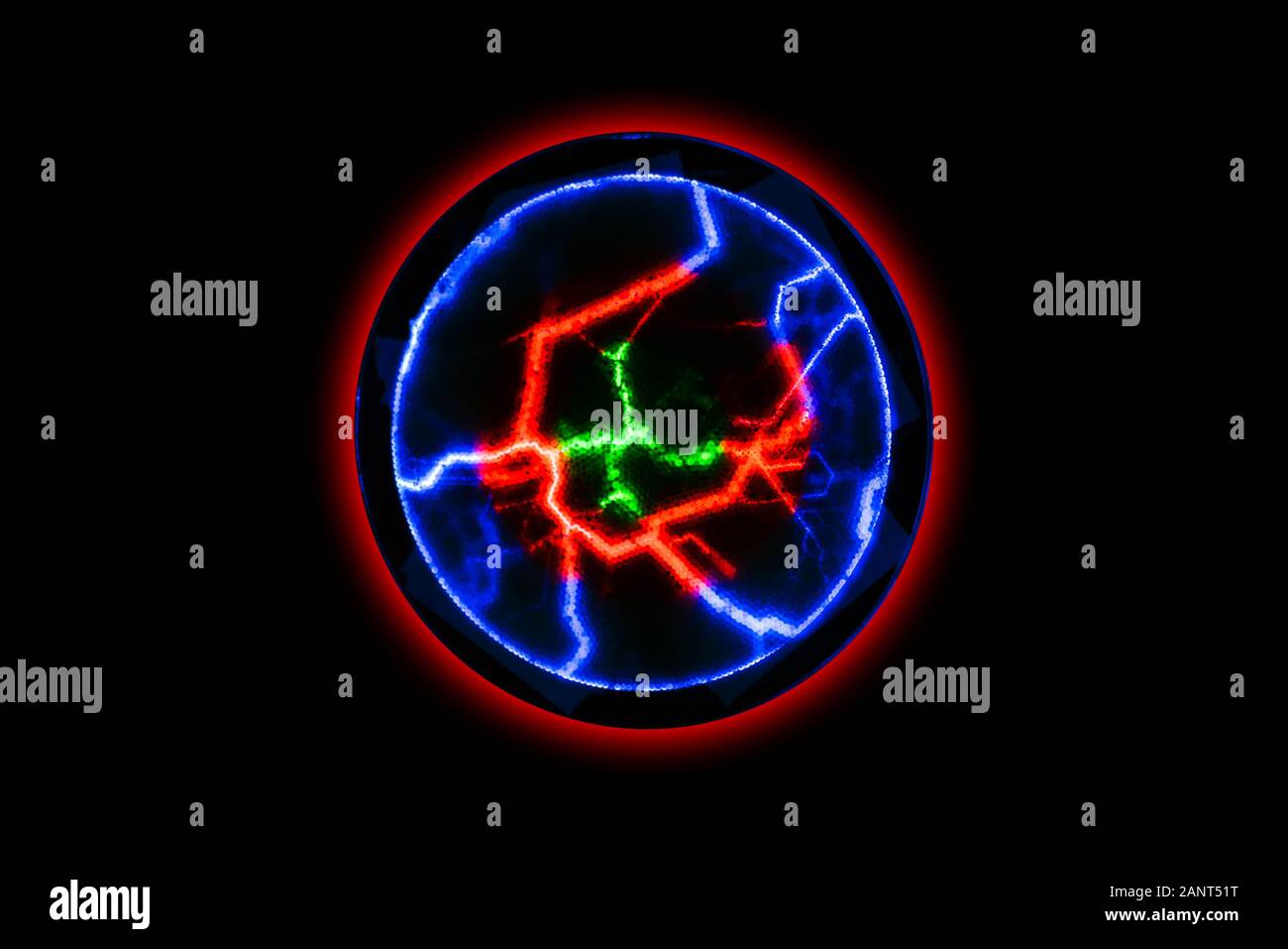 Magical light effect. Chaotic electrical discharges on a black