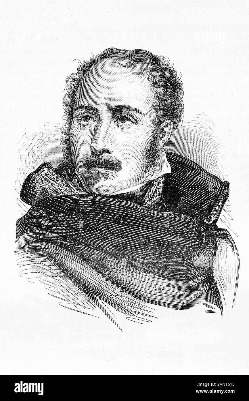 Eugene de Beauharnais, Duke of Leuchtenberg, Viceroy of Italy. 1781-1824. Antique illustration. 1890. Stock Photo