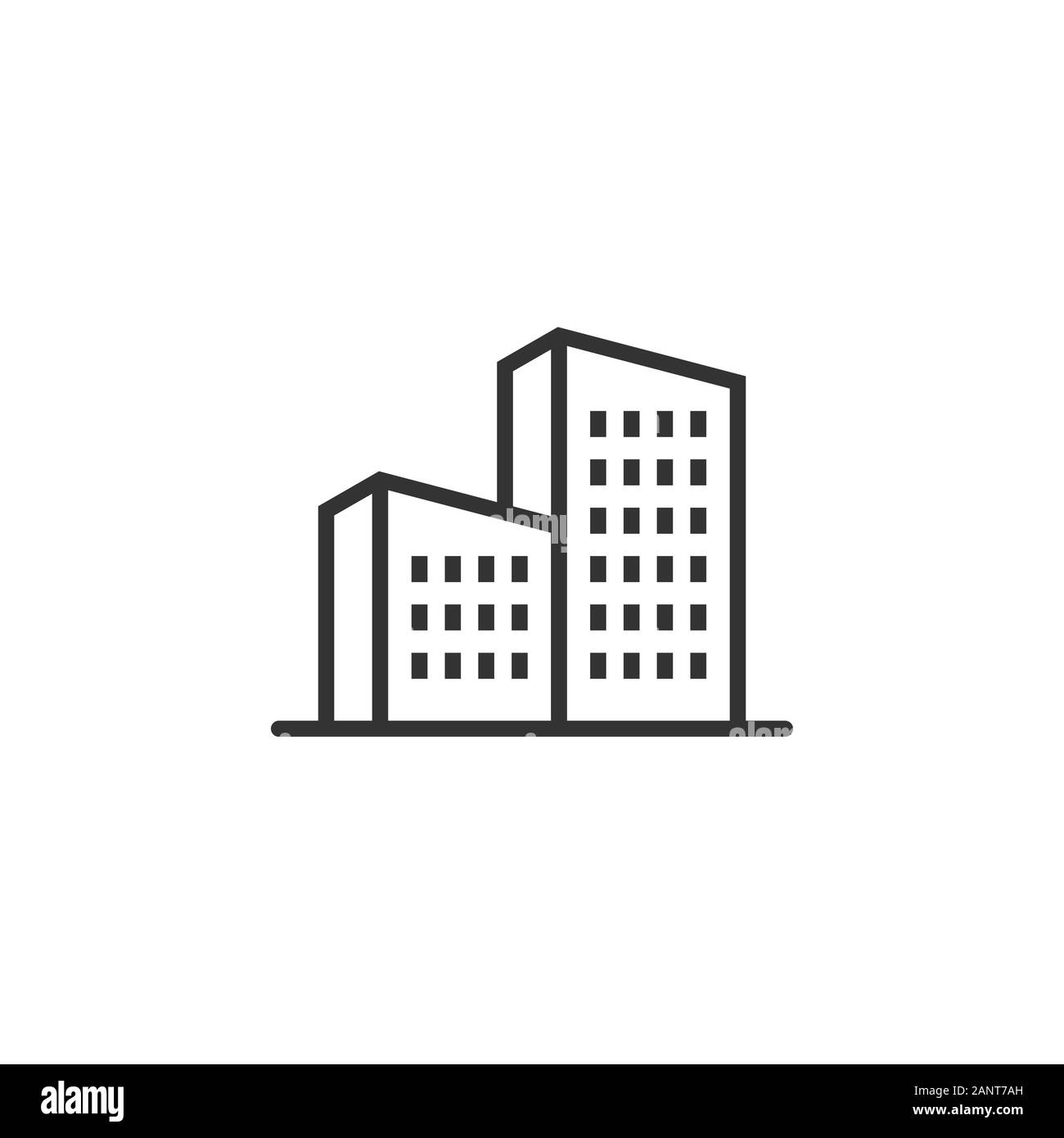 Building icon in flat style. Town skyscraper apartment vector