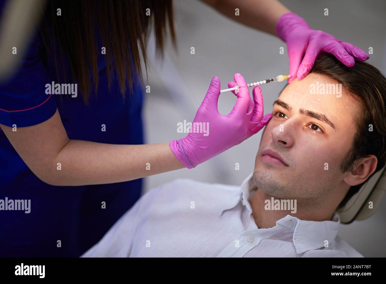 Anti aging treatment for men, man at a beauty salon Stock Photo
