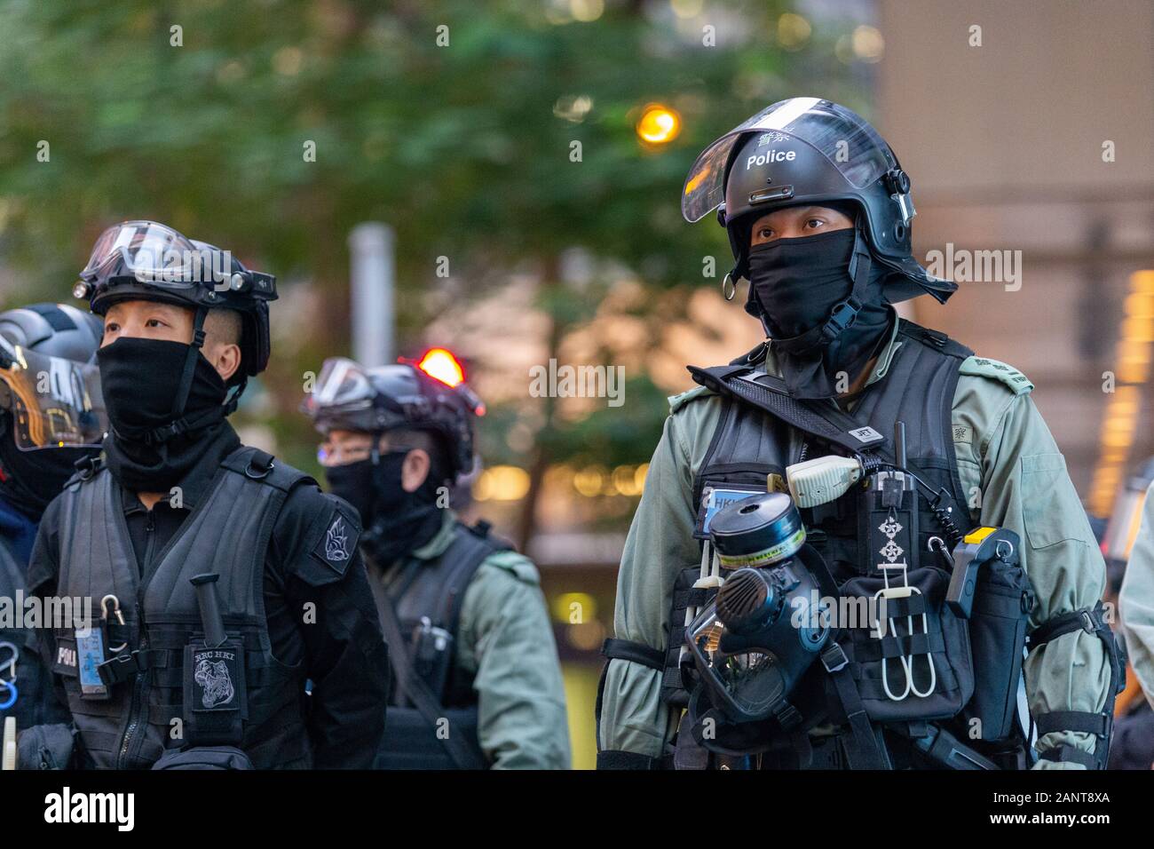 Hong Kong, China. 19th Jan, 2020. Police officers at the Hong Kong Protest - Universal Seige on Communists Rally at Chater Garden, Central, Hong Kong. Credit: David Ogg/Alamy Live News Stock Photo