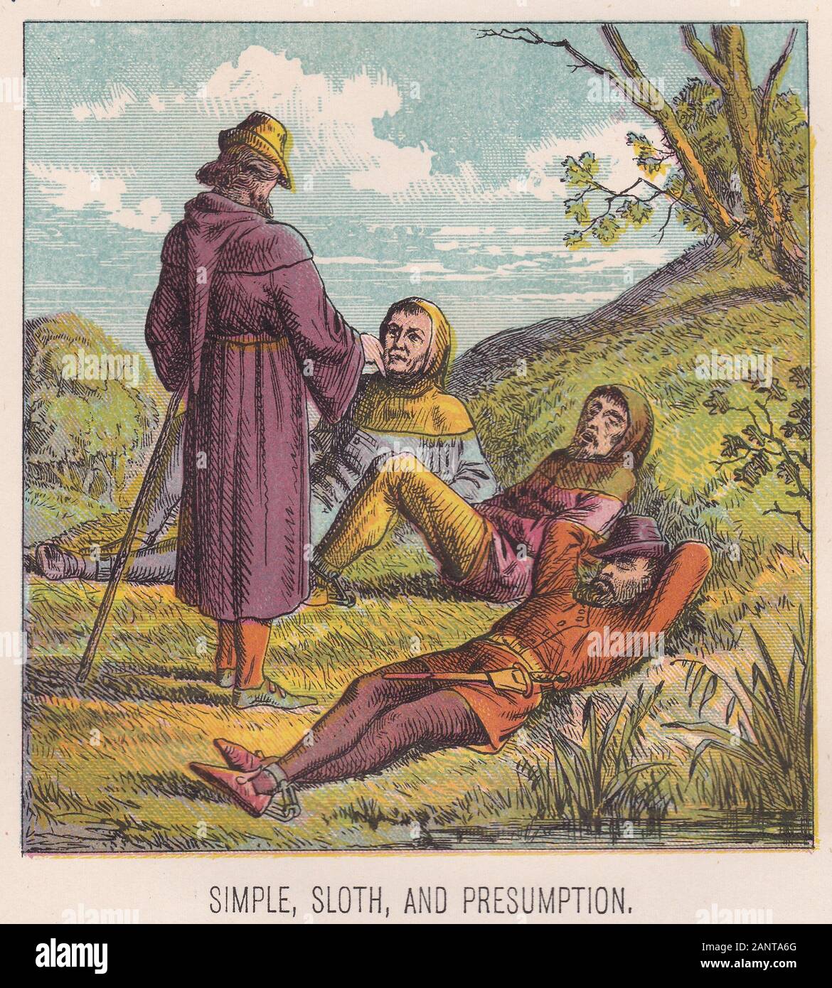 The Pilgrim's Progress illustration 1900s - Simple, Sloth, and