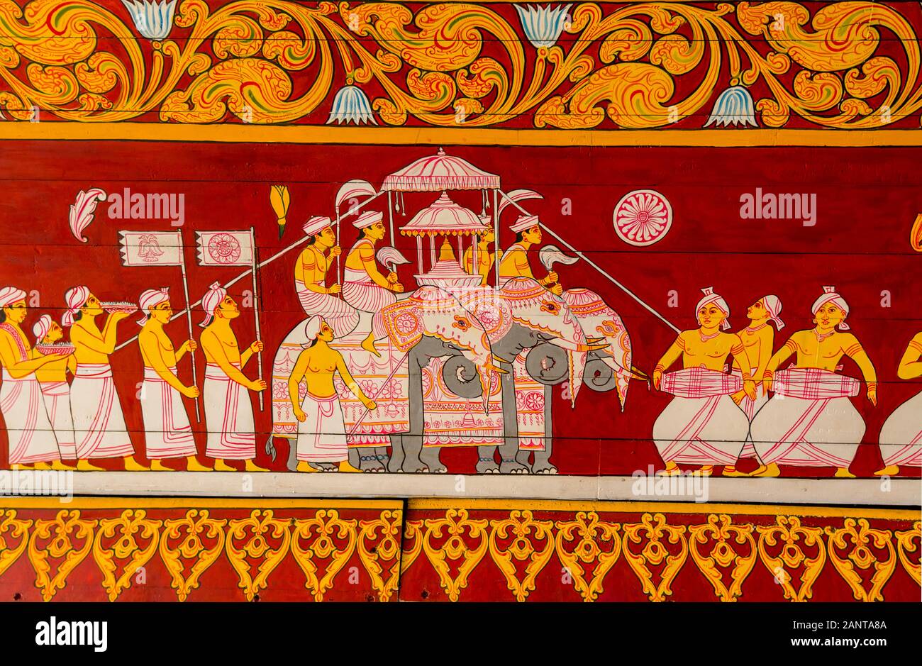 Religious paintings on the wall of Sri Dalada Maligawa or the Temple of