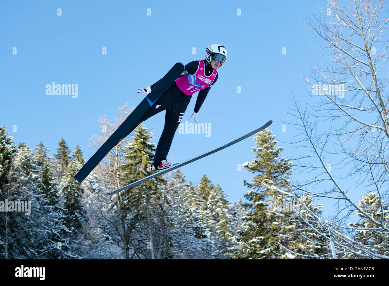 Lausanne, Switzerland. 19th, Jan 2020. MALSINER Jessica (ITA) competes in the Ski Jumping: Women's Individual Competition 1st Round during the Lausanne 2020 Youth Olympic Games at Les Tuffes Nordic Centre on Sunday, 19 January 2020. Lausanne, Switzerland. Credit: Taka G Wu/Alamy Live News Stock Photo