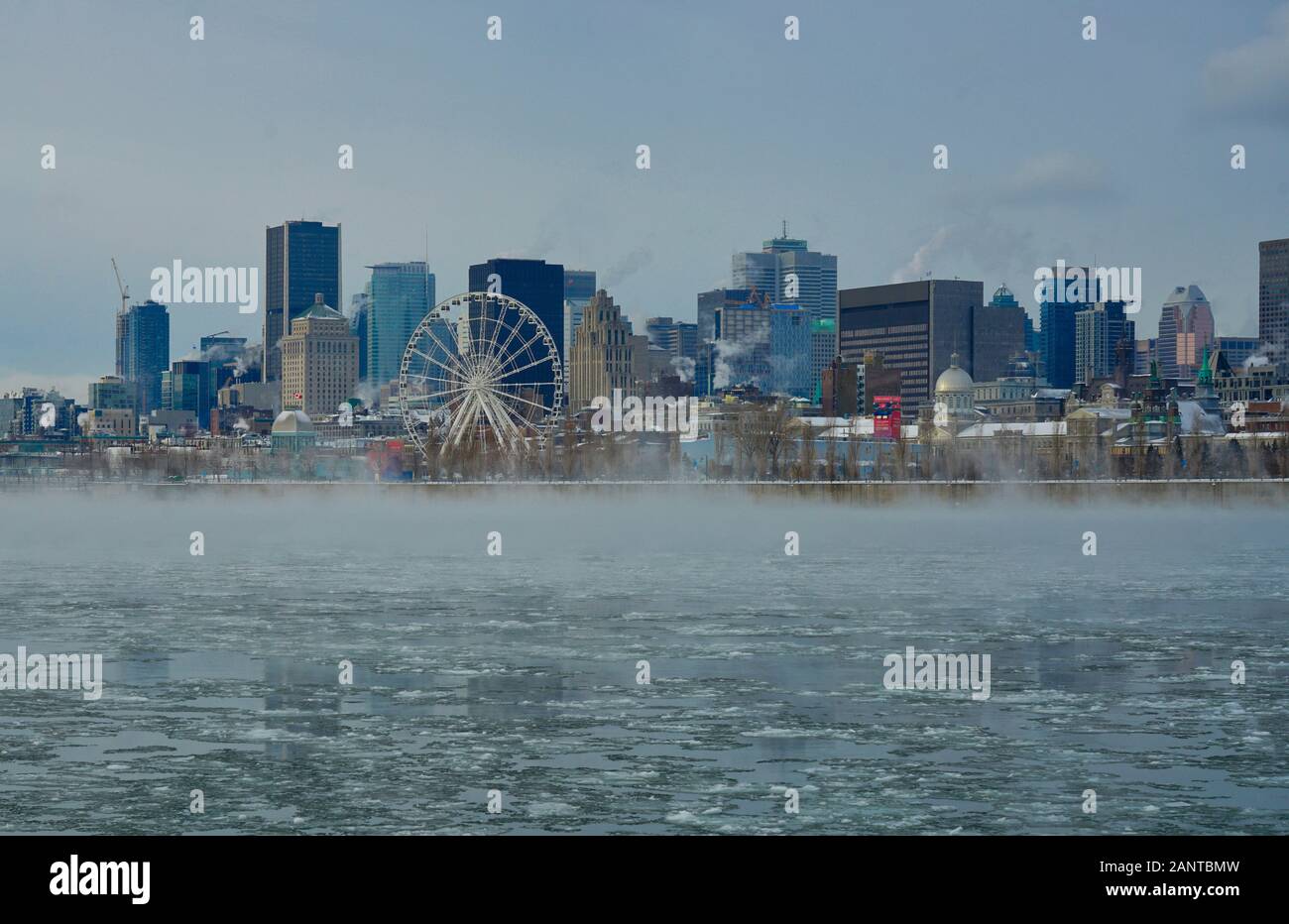 Montreal,Quebec,Canada,January 18,2020.Ice mist rising from the river in sub-zero weather in Montreal,Quebec,Canada.Credit:Mario Beauregard/Alamy News Stock Photo