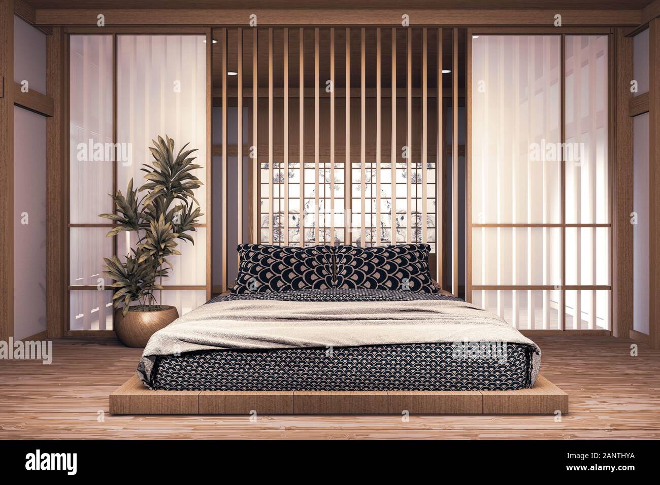 Luxury modern Japanese style bedroom mock up Designing the most