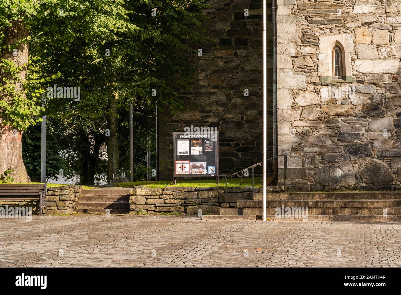 Editorial 09.02.2019 Stavanger Norway The old Cathedral of the city with the information sign Stock Photo