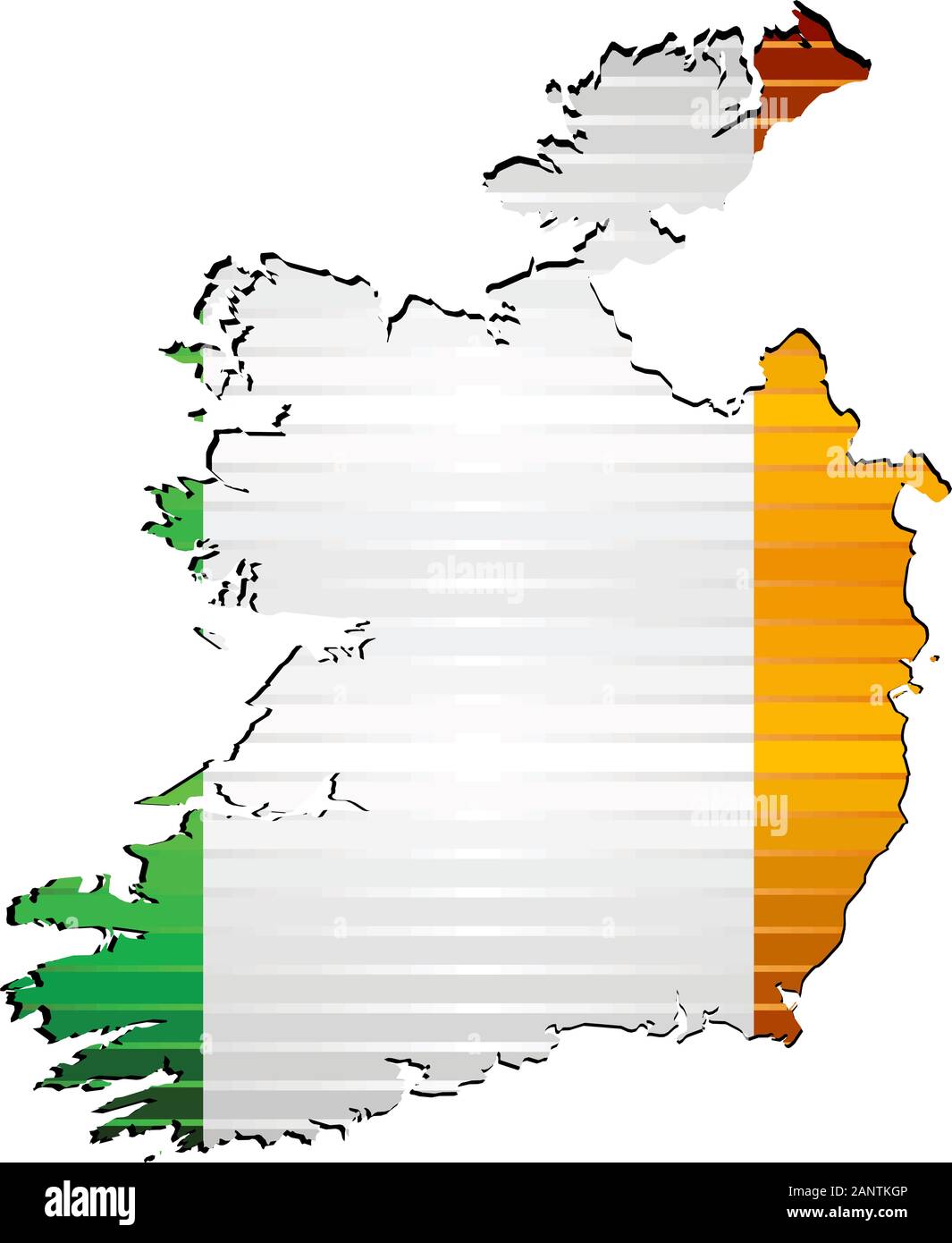 Shiny Grunge map of the Ireland - Illustration,  Three Dimensional Map of Ireland Stock Vector