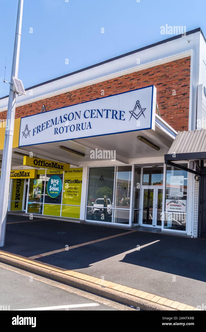Freemason Centre masonic hall, Rotorua, North Island, New Zealand Stock Photo