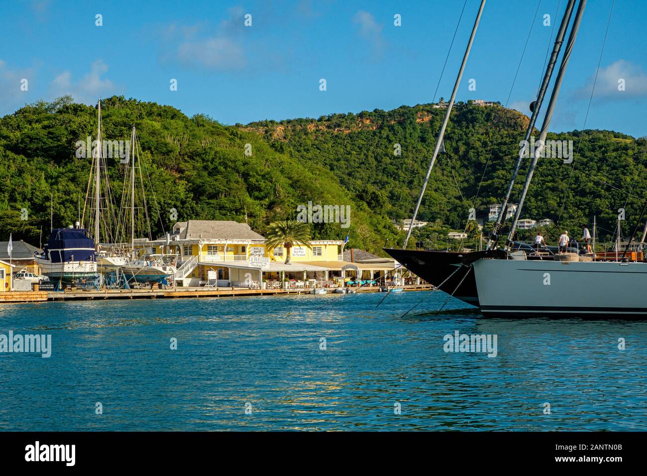 Luxury Yachts, Nelson's Dockyard, English Harbour, Antigua Stock Photo