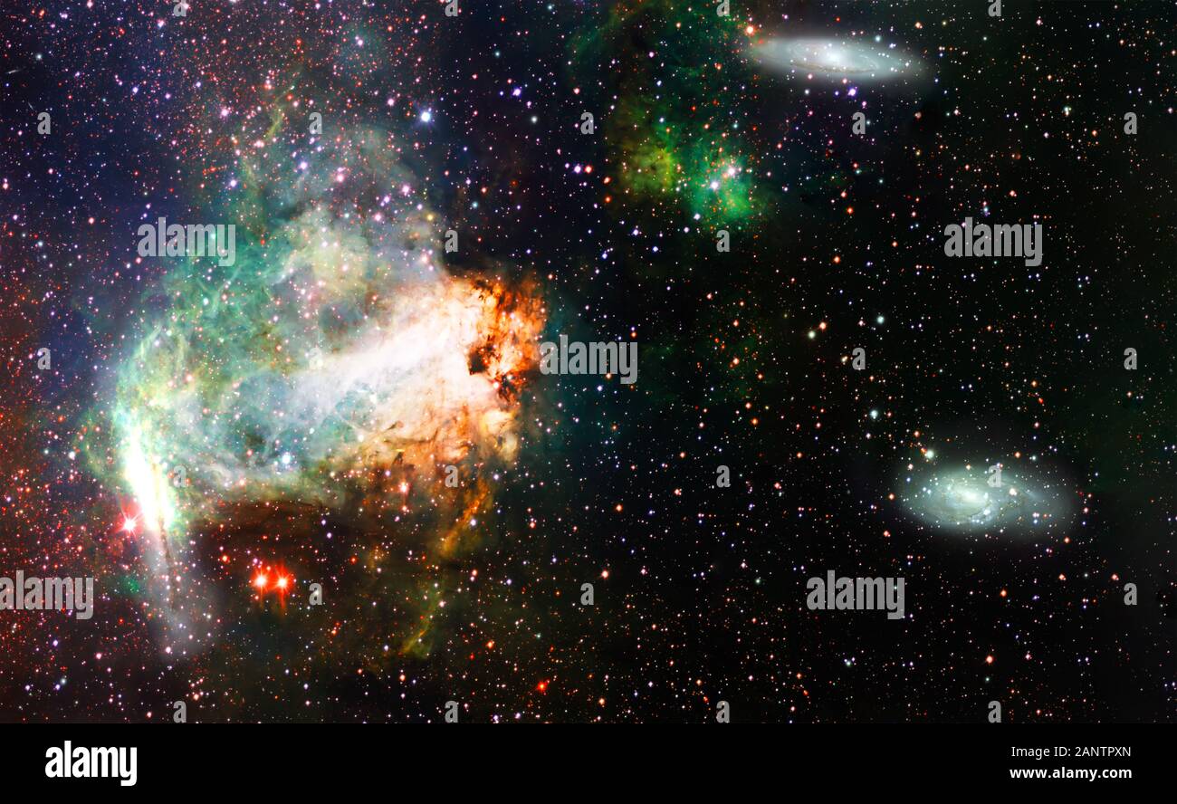 Stars, dust and gas nebula in a far galaxy space background. Stellar nursery. The infinite universe Stock Photo