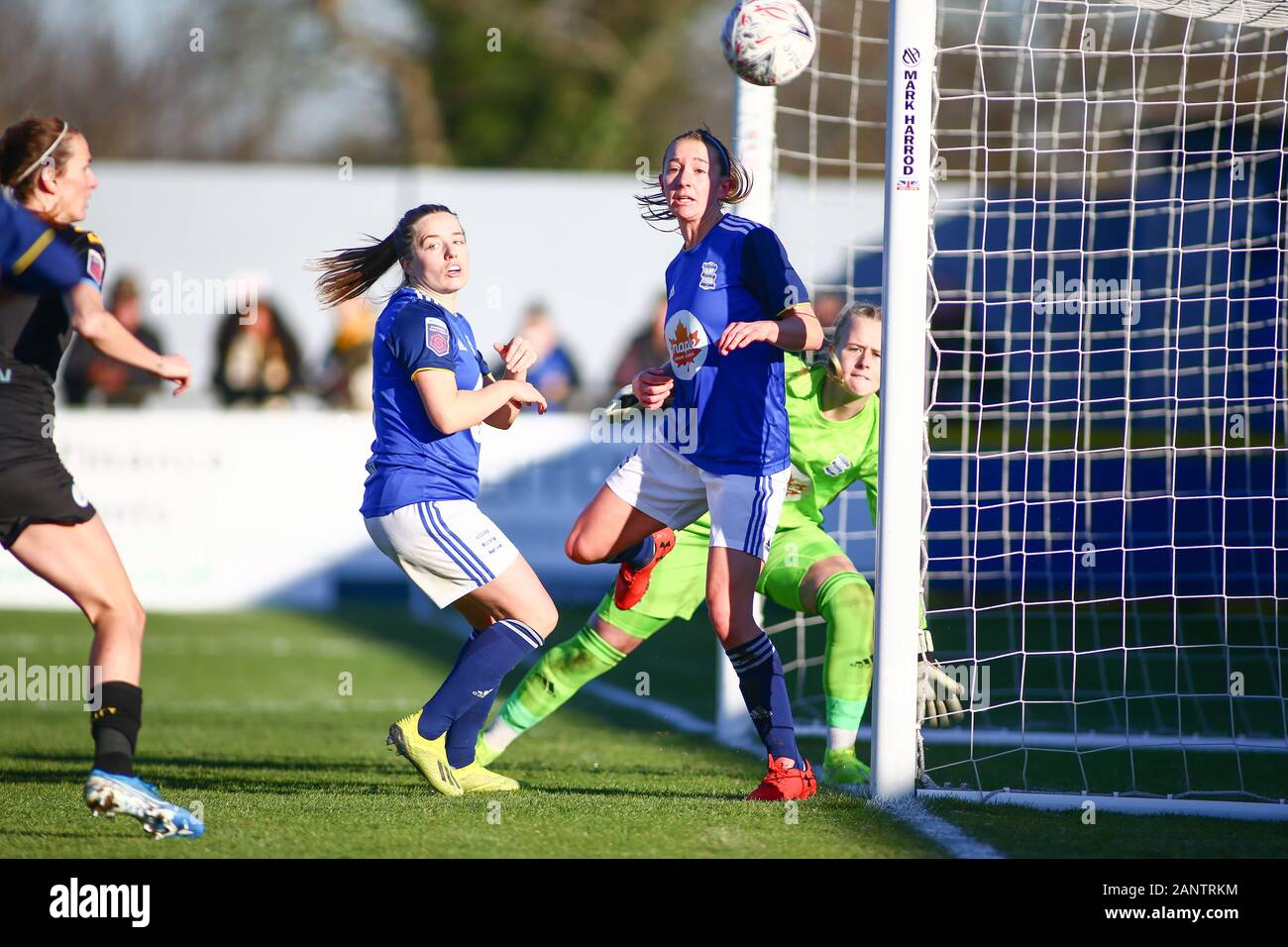 Birmingham, UK. 19th January 2020. Birmingham City's Lucy Whipp clears the ball from the goal line. BCFC 0 - 2 Man City. Peter Lopeman/Alamy Live News Stock Photo