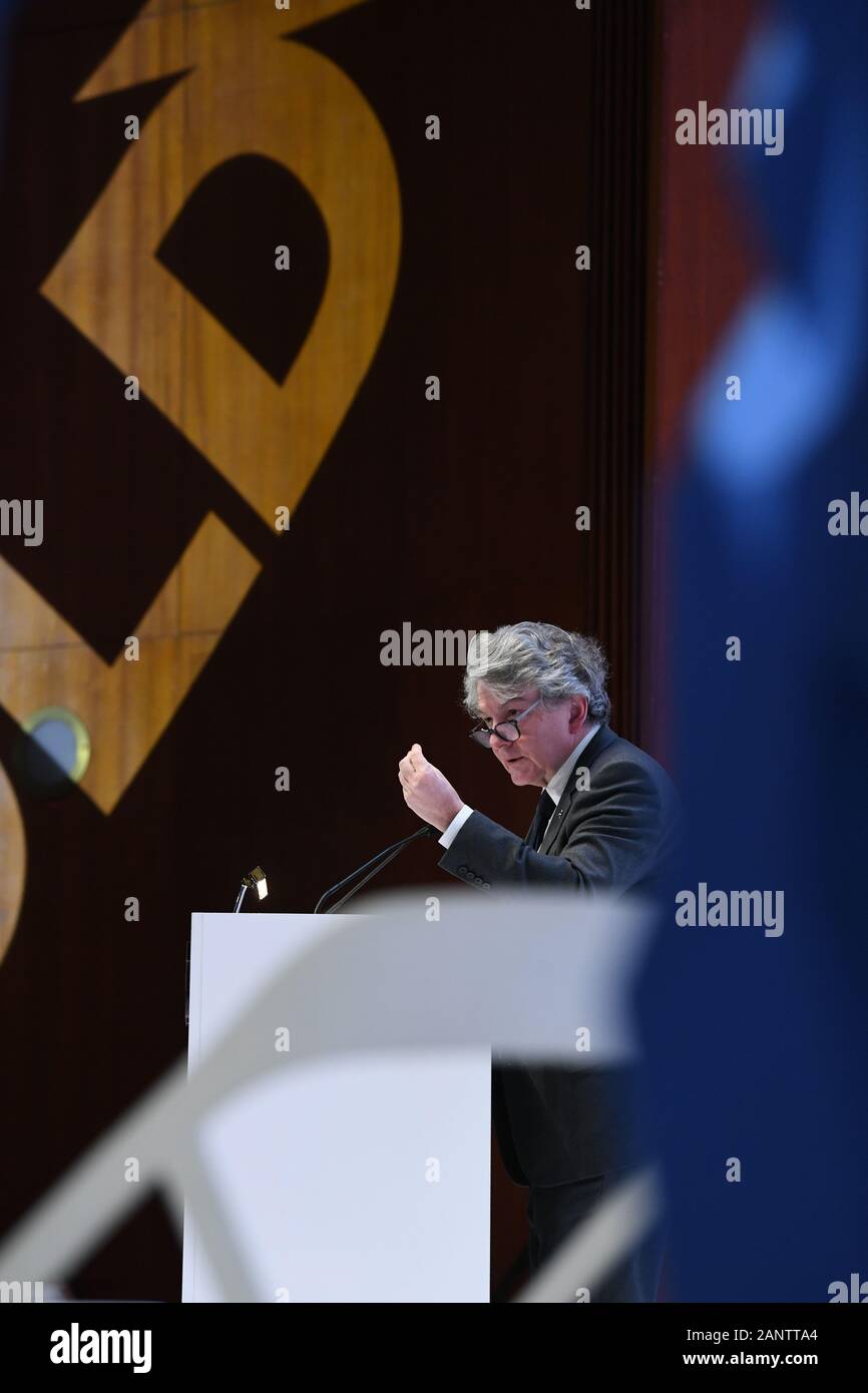 Munich, Germany. 19th Jan, 2020. Thierry Breton (EU Commissioner for the Internal Market) on stage at DLD Munich Conference 2020, Europe's big innovation conference, Alte Kongresshalle, Munich, January 18- 20, 2020 Picture Alliance for DLD/Hubert Burda Media | usage worldwide Credit: dpa/Alamy Live News Stock Photo
