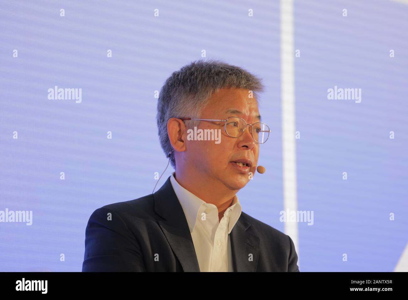 19 January 2020, Bavaria, Munich: Yiping Huang (Director of the Institute of Digital Finance (IDF), Peking University) speaks during a panel at DLD Munich Conference 2020, Europe's big innovation conference, Alte Kongresshalle, Munich, January 18-20, 2020 Picture Alliance for DLD / Hubert Burda Media | usage worldwide Stock Photo