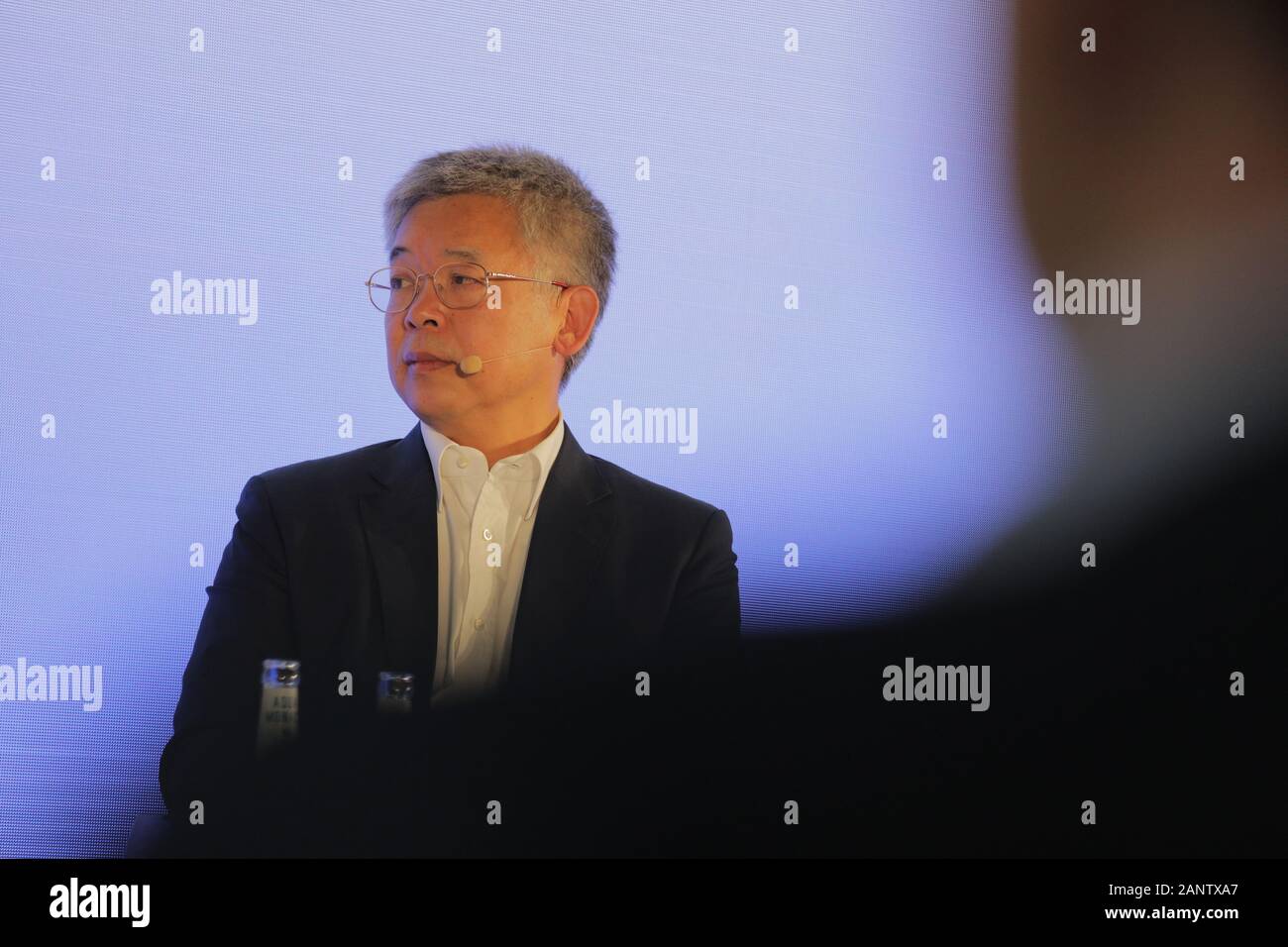 19 January 2020, Bavaria, Munich: Yiping Huang (Director of the Institute of Digital Finance (IDF), Peking University) speaks during a panel at DLD Munich Conference 2020, Europe's big innovation conference, Alte Kongresshalle, Munich, January 18-20, 2020 Picture Alliance for DLD / Hubert Burda Media | usage worldwide Stock Photo