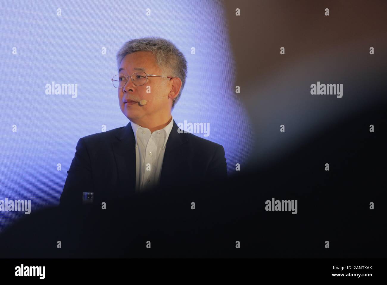 19 January 2020, Bavaria, Munich: Yiping Huang (Director of the Institute of Digital Finance (IDF), Peking University) speaks during a panel at DLD Munich Conference 2020, Europe's big innovation conference, Alte Kongresshalle, Munich, January 18-20, 2020 Picture Alliance for DLD / Hubert Burda Media | usage worldwide Stock Photo