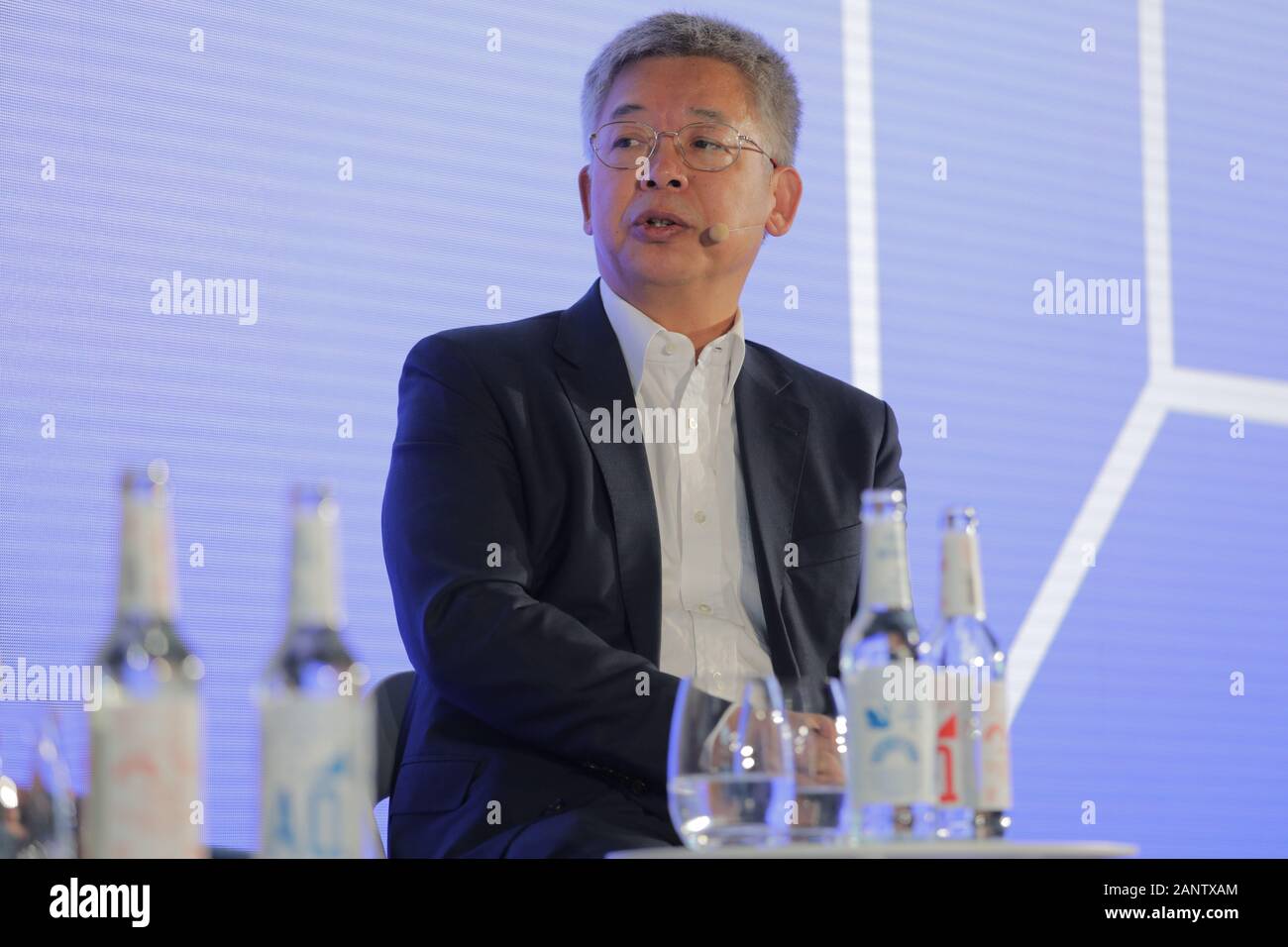19 January 2020, Bavaria, Munich: Yiping Huang (Director of the Institute of Digital Finance (IDF), Peking University) speaks during a panel at DLD Munich Conference 2020, Europe's big innovation conference, Alte Kongresshalle, Munich, January 18-20, 2020 Picture Alliance for DLD / Hubert Burda Media | usage worldwide Stock Photo