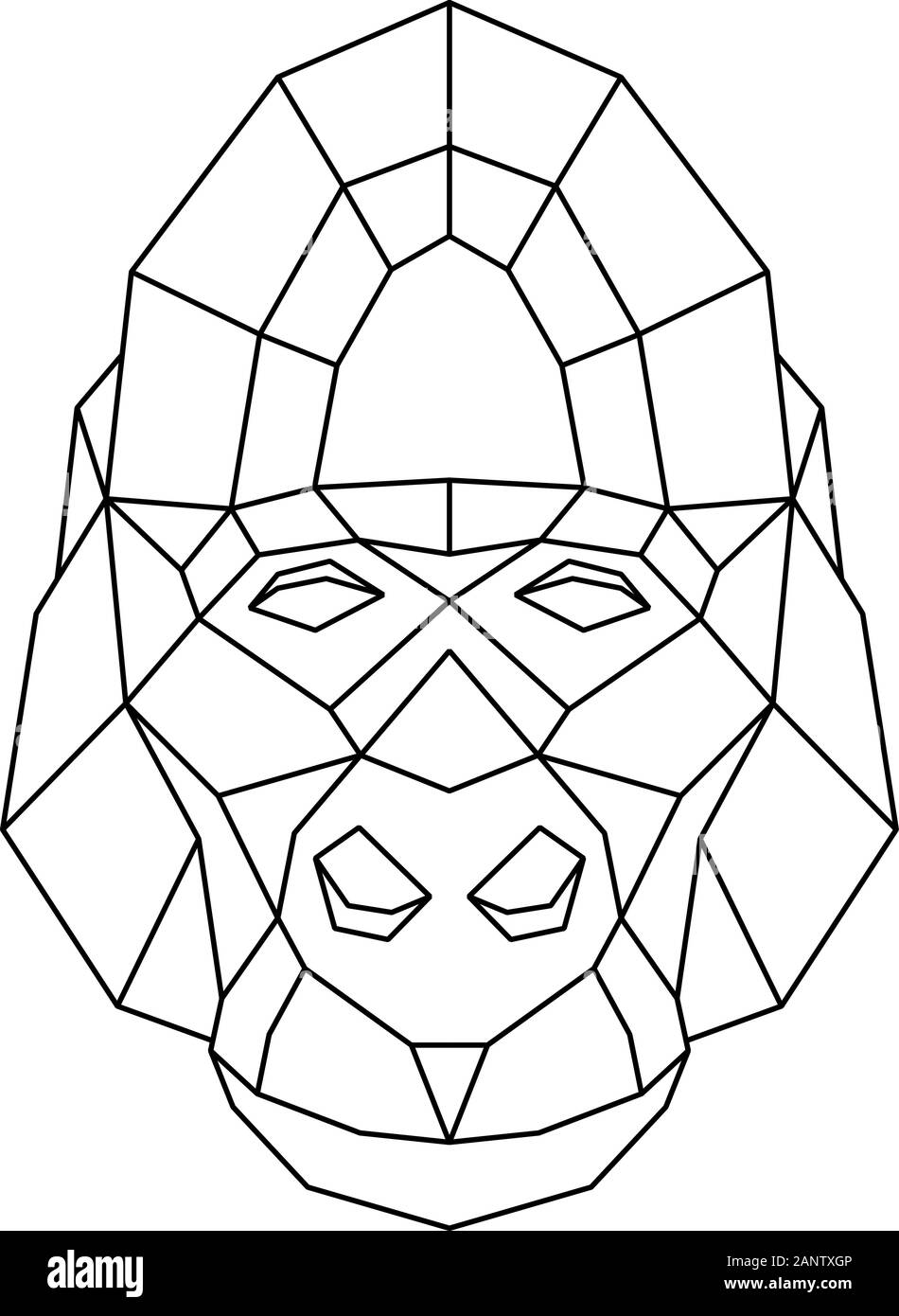 Abstract polygonal head of gorilla. Geometric vector illustration. Stock Vector