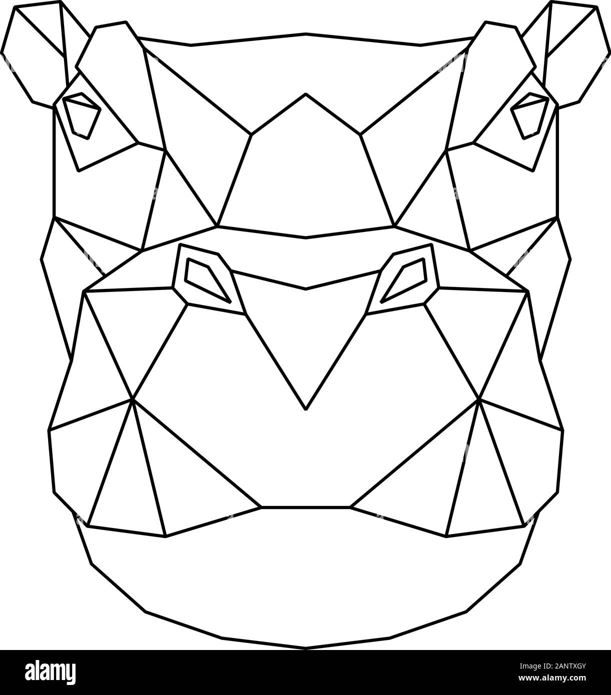 Abstract polygonal head of hippo. Hippopotamus geometric vector illustration. Stock Vector