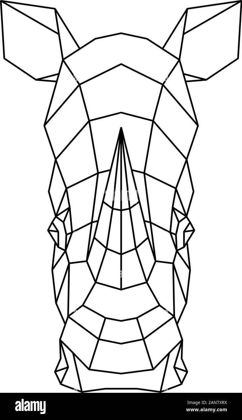 Abstract polygonal head of rhino. Rhinoceros geometric vector illustration. Stock Vector