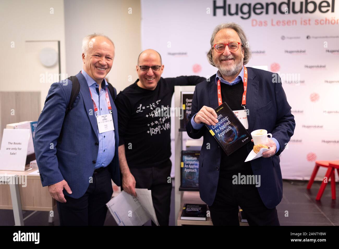 Munich, Germany. 19th Jan, 2020. Jack Hidary (middle, Alphabet X) poses with guests and his book at DLD Munich Conference 2020, Europe's big innovation conference, Alte Kongresshalle, Munich, January 18- 20, 2020 Picture Alliance for DLD/Hubert Burda Media | usage worldwide Credit: dpa/Alamy Live News Stock Photo