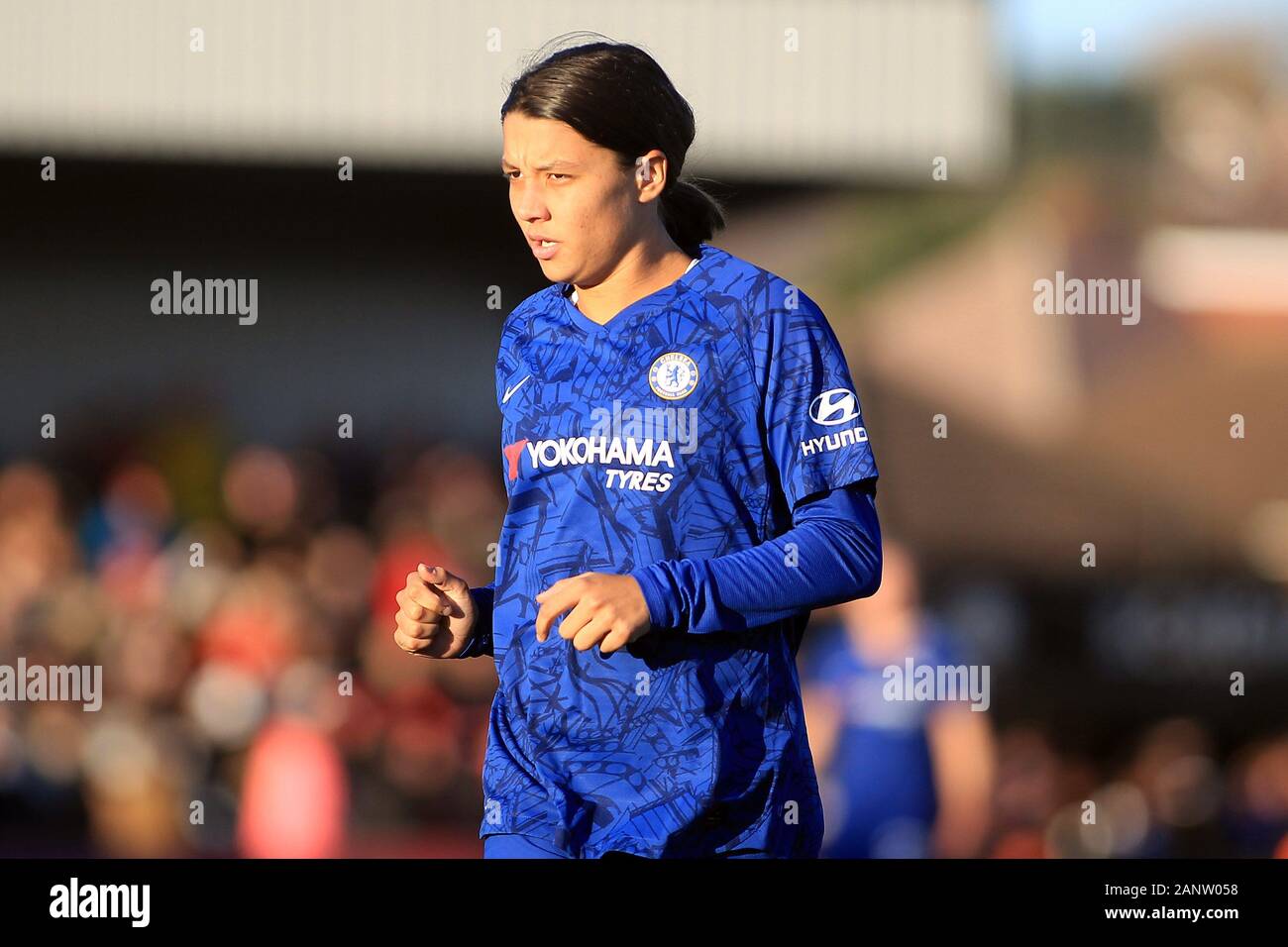Borehamwood, UK. 19th Jan, 2020. Sam Kerr of Chelsea Women looks on. Barclays FA Womens superleague, Arsenal Women v Chelsea women at Meadow Park in Borehamwood, Herts on Sunday 19th January 2020. this image may only be used for Editorial purposes. Editorial use only, license required for commercial use. No use in betting, games or a single club/league/player publications. pic by Steffan Bowen/Andrew Orchard sports photography/Alamy Live news Credit: Andrew Orchard sports photography/Alamy Live News Stock Photo