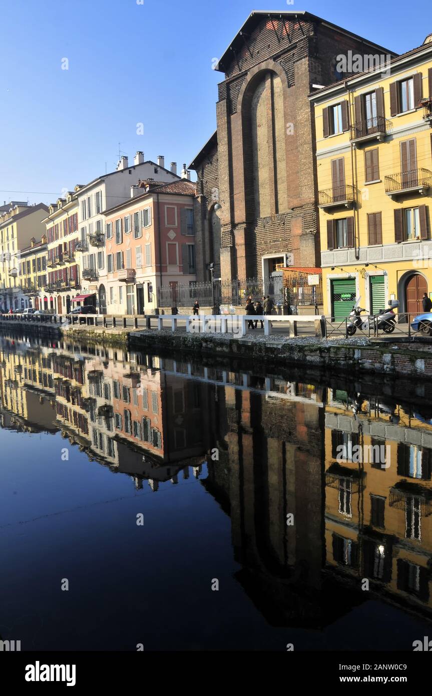 View over Navigli in Milan Stock Photo