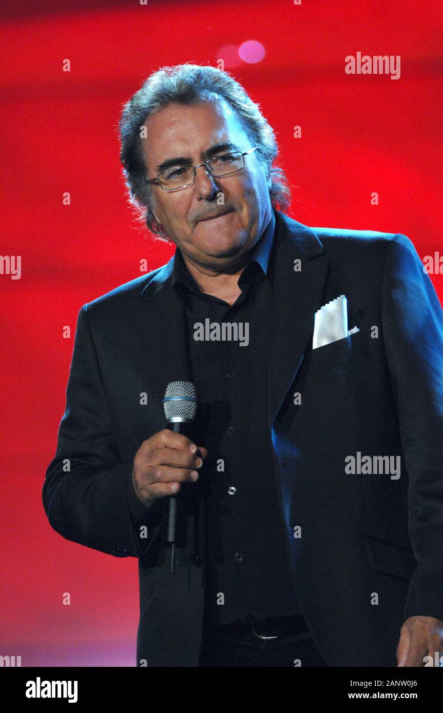 Milan Italy 11/02/2008,  Albano Carrisi live concert  Radio Italia 'Musicamore' charity event Stock Photo