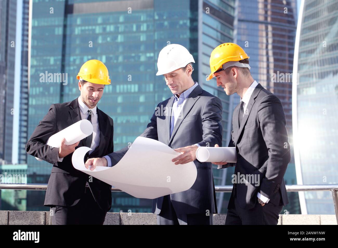 Engineering and architecture concept, engineers working on a building