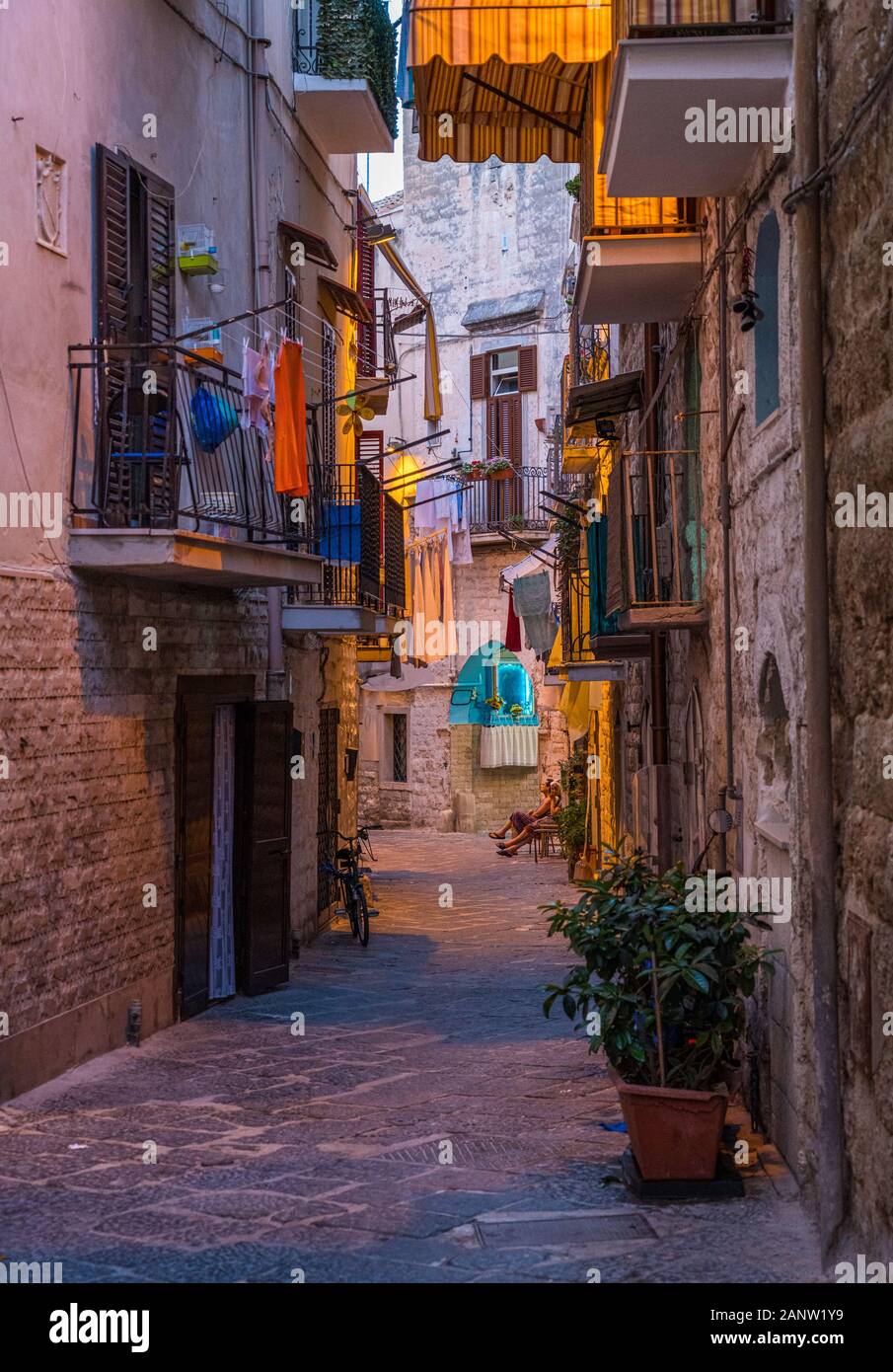 Scenic sight in old town Bari on a summer evening, Puglia (Apulia), southern Italy. Stock Photo