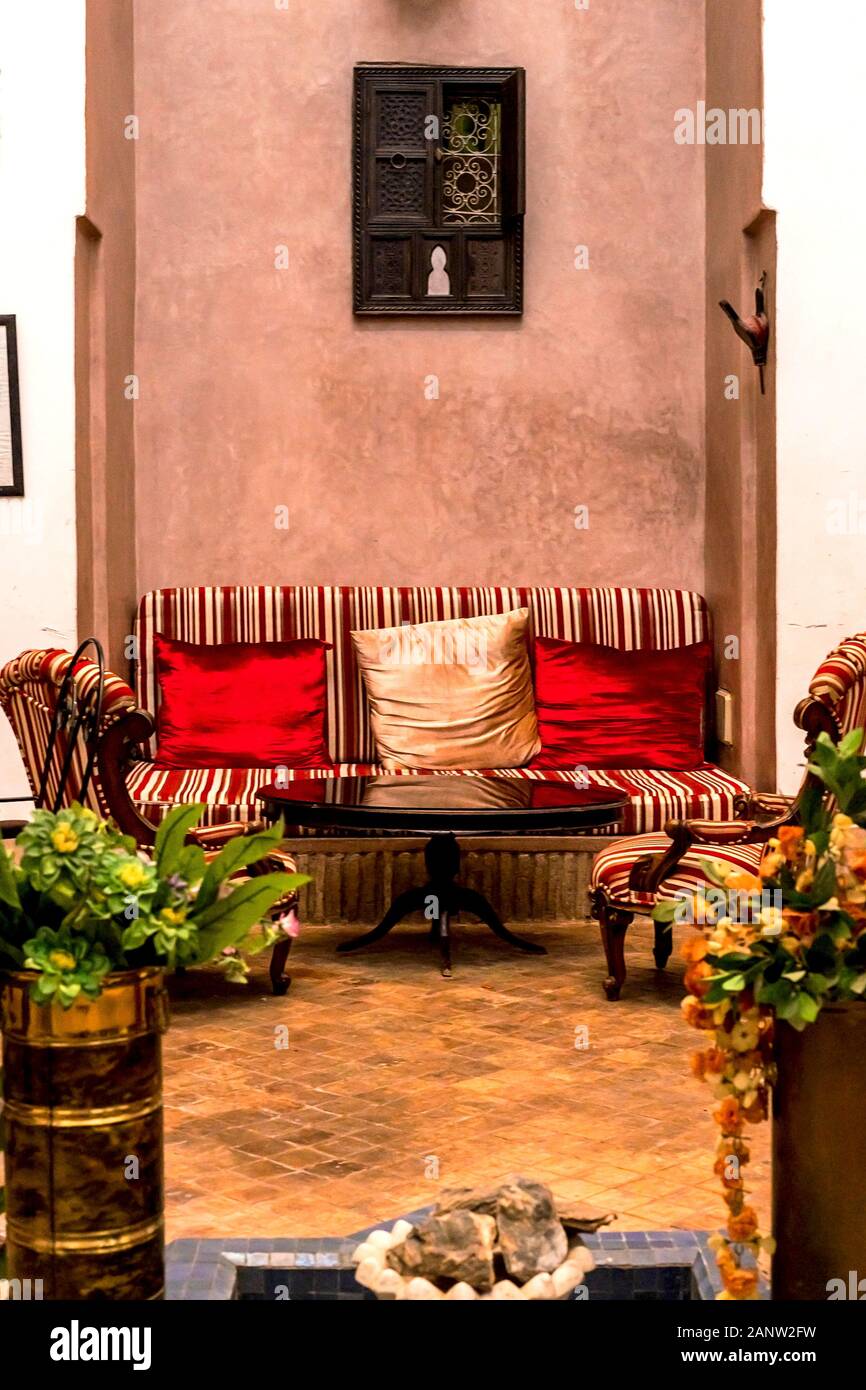 traditional Arabic place for relax, living room with authentic armchair