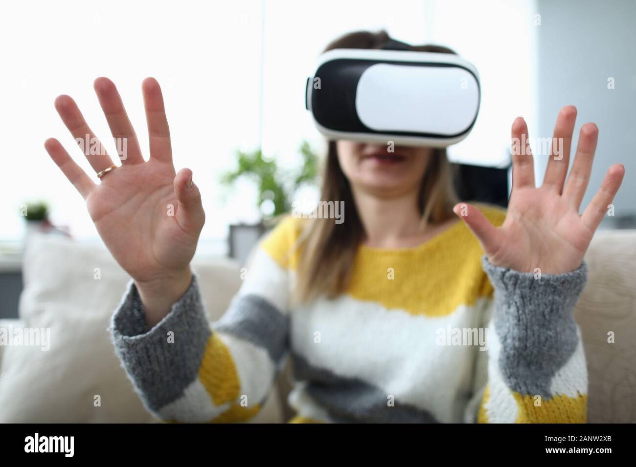 Gamer in vr glasses Stock Photo