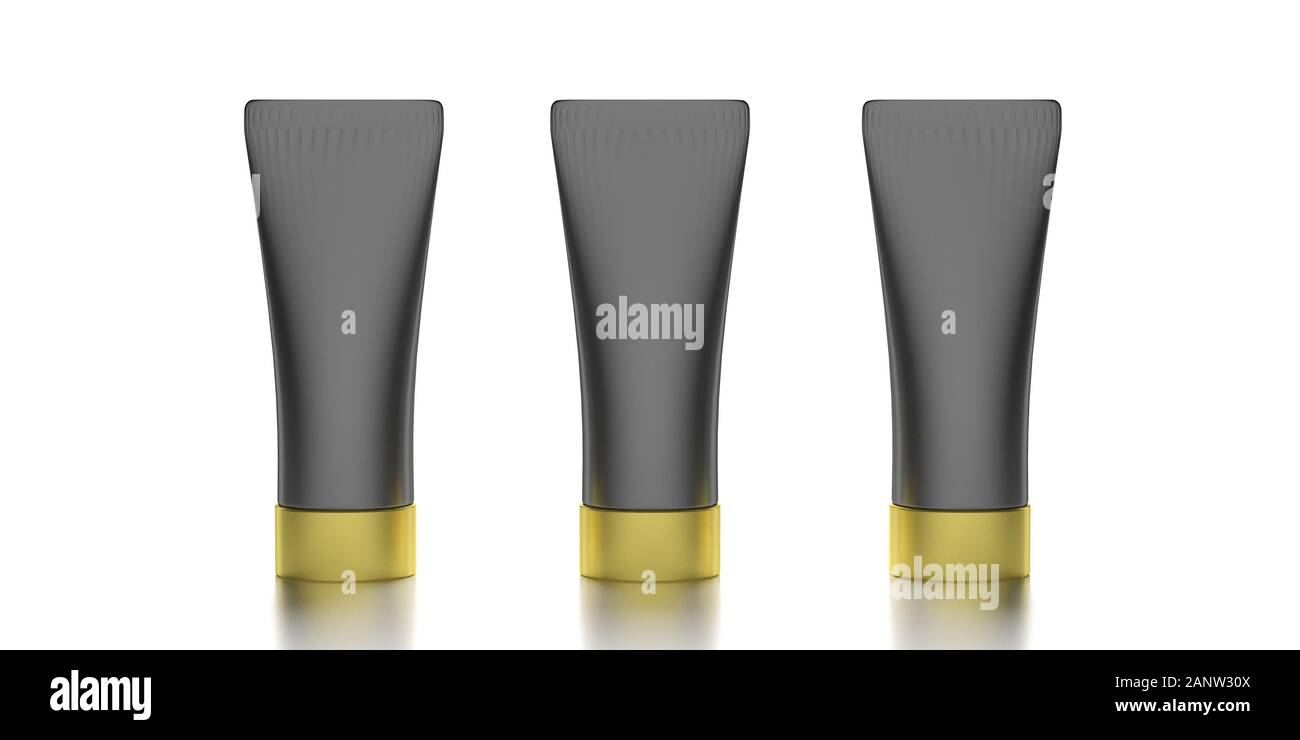 Download Cosmetic Tube Container Template Blank Cream Gel Tubes Mockup Black Color With Gold Lids Isolated On White Background Skin Care Product Packaging 3 Stock Photo Alamy Yellowimages Mockups