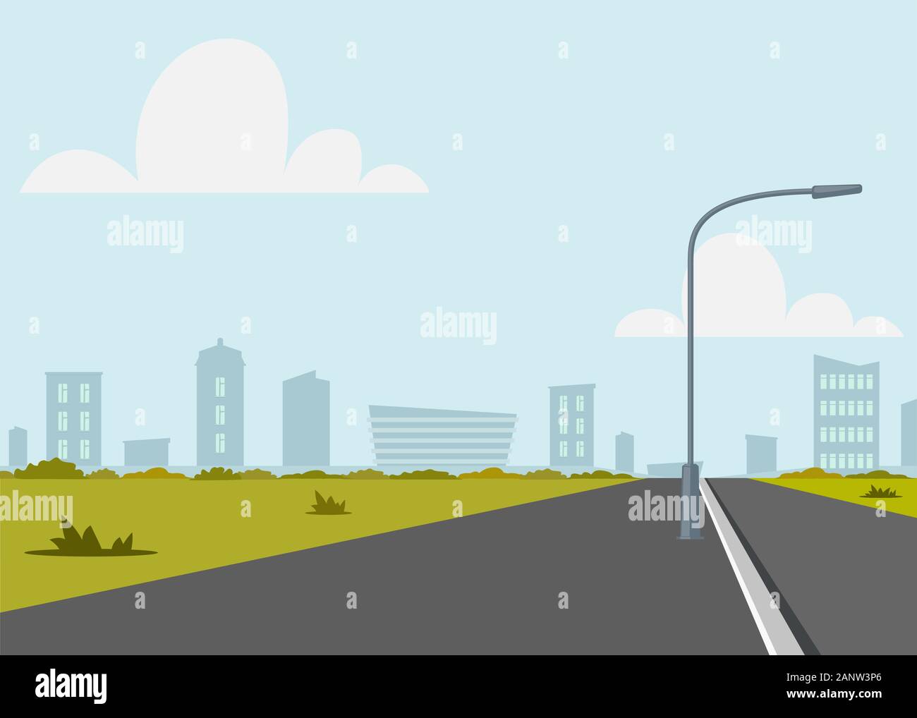 Road Empty City Street Empty Street Or Alley In A City Park Street On A Sunny Summer Day Flat Vector Illustration Stock Vector Image Art Alamy