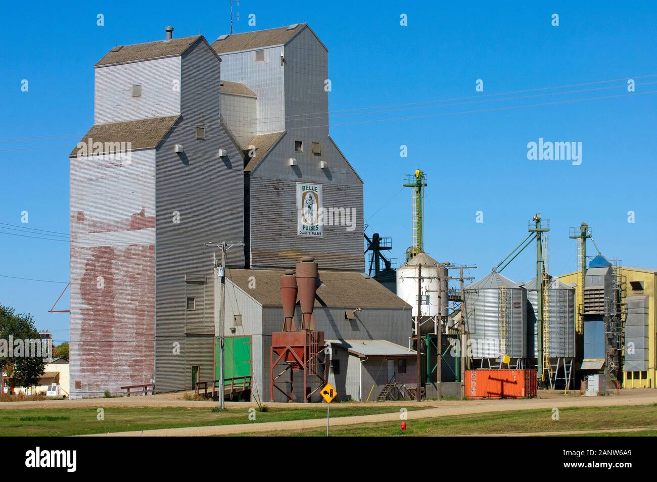 Peas silos in Domremy, Saskatchewan, Canada Stock Photo