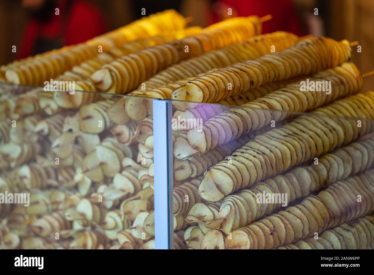 Tornado potatoes, also called twist potatoes or tornado fries.Spiral