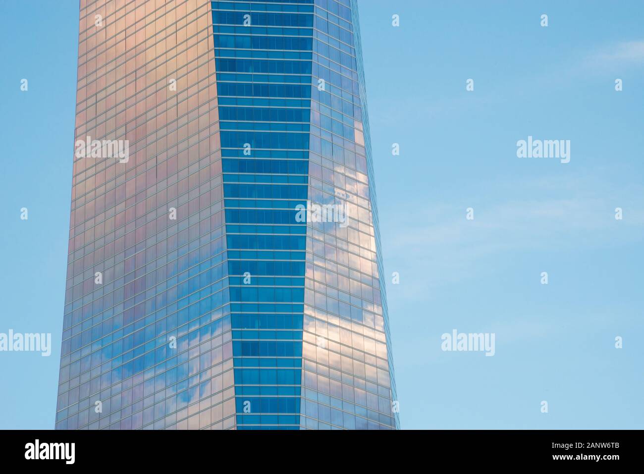 Facade of Cristal tower, by Cesar Pelli. CTBA, Madrid, Spain. Stock Photo