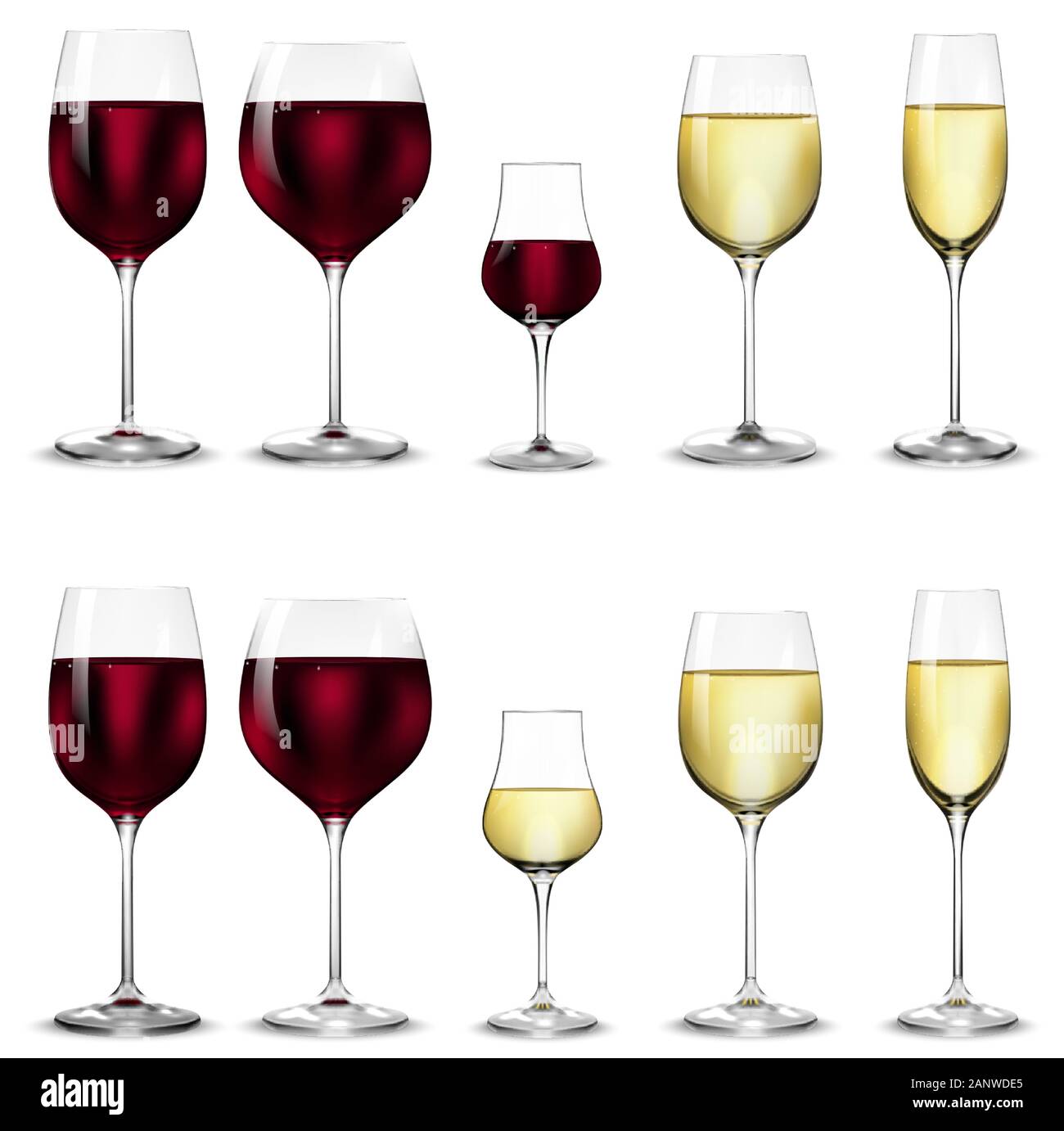 Full and empty glasses for white and red wine Stock Vector Image & Art